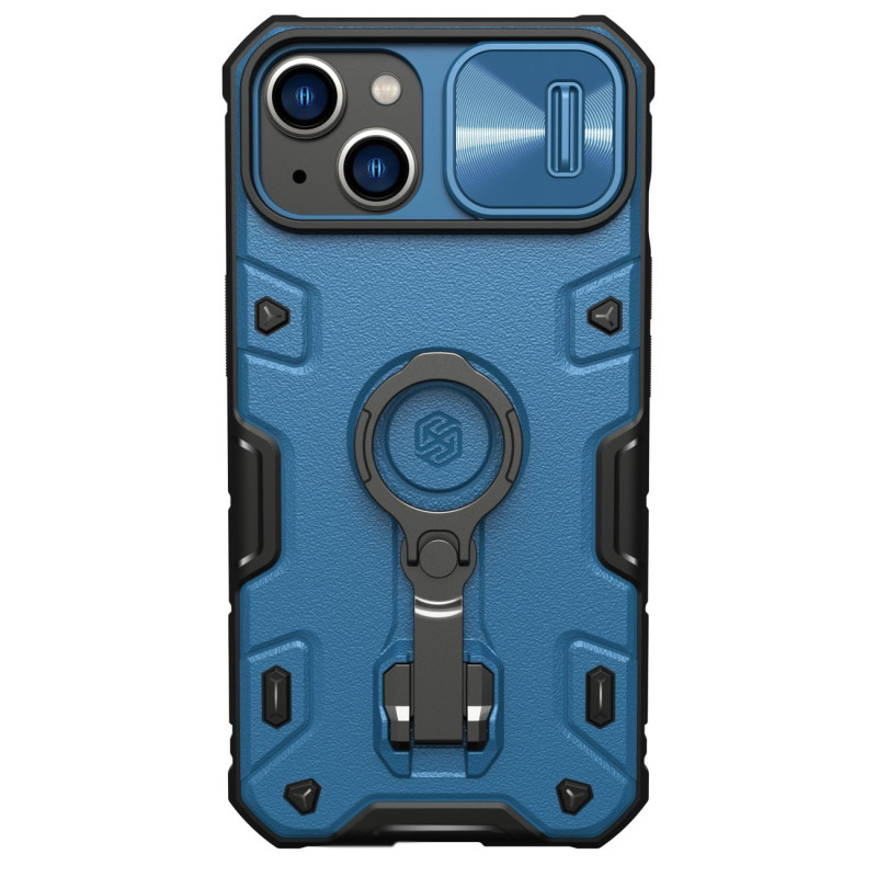 Nillkin CamShield Armor Pro Case iPhone 14 Plus šarvuotas dangtelis su fotoaparato dangtelio žiedo stovu mėlynas