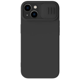 Nillkin CamShield magnetinis silikoninis dėklas iPhone 14 Plus magnetinis MagSafe dangtelis su fotoaparato apsauga juoda