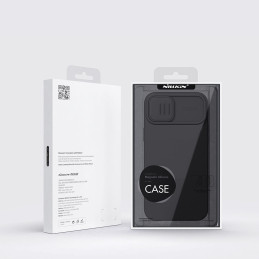 Nillkin CamShield magnetinis silikoninis dėklas iPhone 14 Plus magnetinis MagSafe dangtelis su fotoaparato apsauga juoda