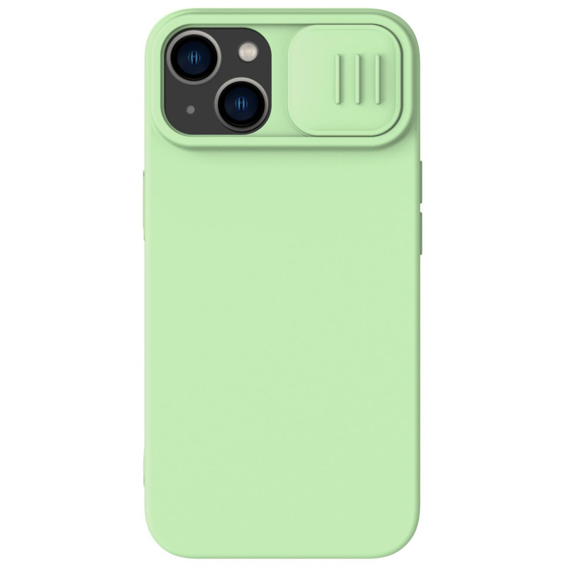 Nillkin CamShield magnetinis silikoninis dėklas iPhone 14 Plus magnetinis MagSafe dangtelis su fotoaparato apsauga žalia