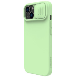 Nillkin CamShield magnetinis silikoninis dėklas iPhone 14 Plus magnetinis MagSafe dangtelis su fotoaparato apsauga žalia