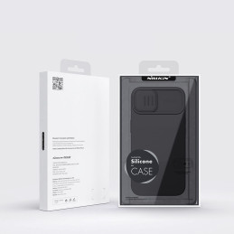 Nillkin CamShield Silky Silicone Case iPhone 14 dėklas su fotoaparato dangteliu mėlynos spalvos