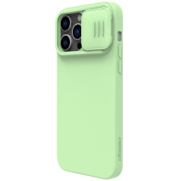 Nillkin CamShield Silky Silicone Case iPhone 14 Pro dėklas su fotoaparato dangteliu žalias