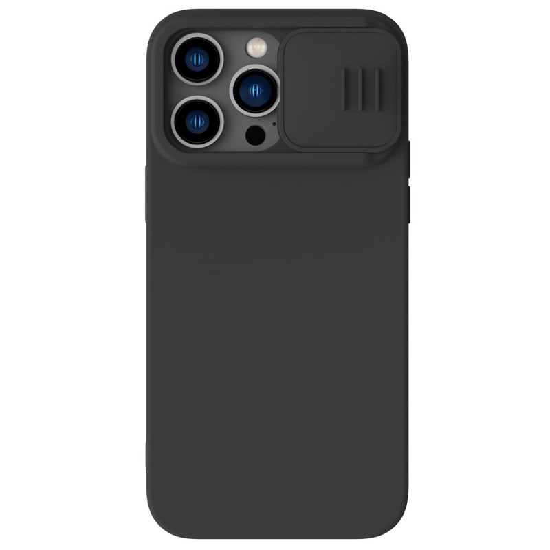 Nillkin CamShield Silky Silicone Case iPhone 14 Pro Max dangtelis su fotoaparato apsauga juoda