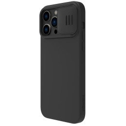 Nillkin CamShield Silky Silicone Case iPhone 14 Pro Max dangtelis su fotoaparato apsauga juoda