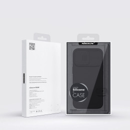 Nillkin CamShield Silky Silicone Case iPhone 14 Pro Max dangtelis su fotoaparato apsauga juoda