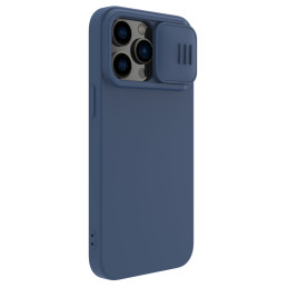 Nillkin CamShield Silky Silicone Case iPhone 14 Pro Max silikoninis dangtelis su fotoaparato apsauga mėlyna