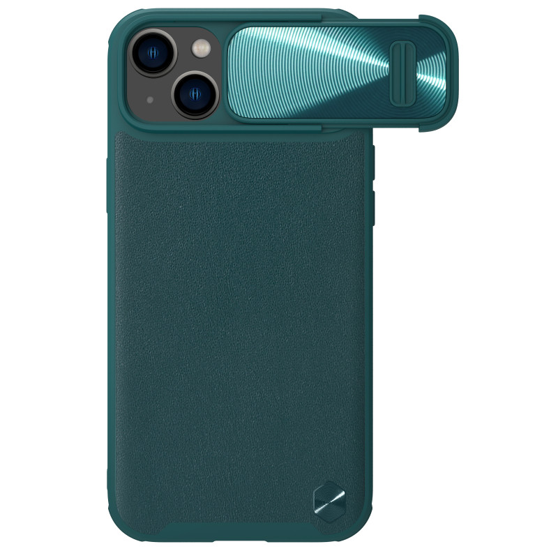 Nillkin CamShield Leather S Case iPhone 14 dėklo dangtelis su fotoaparato dangteliu žalias