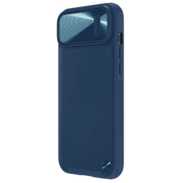 Nillkin CamShield Leather S Case iPhone 14 Plus dėklas su fotoaparato dangteliu mėlynos spalvos