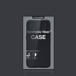 Nillkin Synthetic Fiber S Case iPhone 14 dėklas su fotoaparato dangteliu, juodas