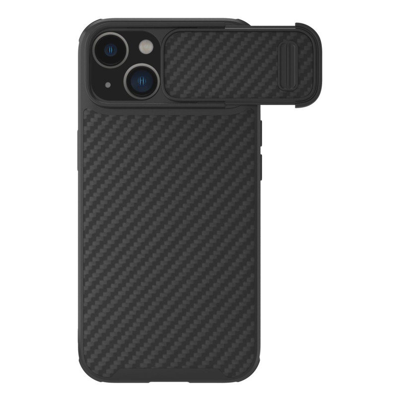Nillkin Synthetic Fiber S Case iPhone 14 Plus dėklas su fotoaparato dangteliu, juodas