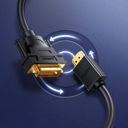 Ugreen HD106 DVI 24+1 kontaktas / HDMI FHD 60Hz kabelis 1,5 m – juodas (11150)