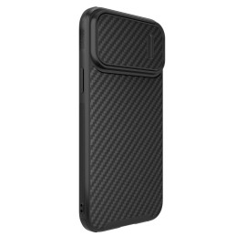 Nillkin Synthetic Fiber S Case iPhone 14 Pro Max dėklas su fotoaparato dangteliu, juodas
