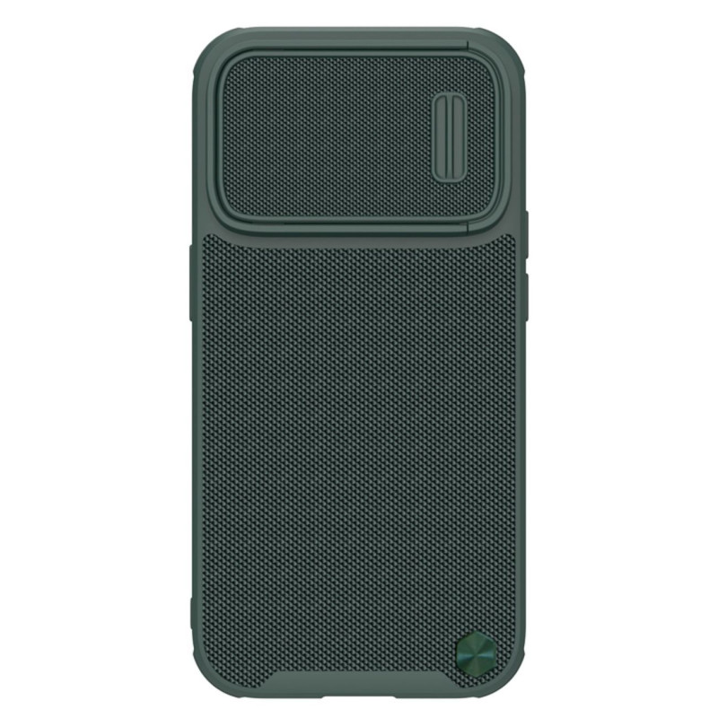Nillkin Textured S Case iPhone 14 Pro šarvuotas dangtelis su žalios spalvos fotoaparato dangteliu