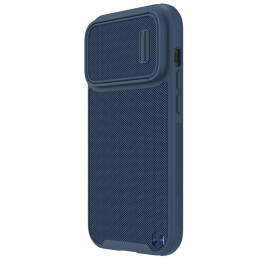 Nillkin Textured S Case iPhone 14 Pro Max šarvuotas dangtelis su mėlynu fotoaparato dangteliu