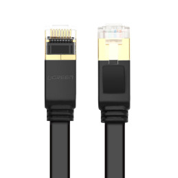 Ugreen plokščias kabelis Ethernet pataisos laidas RJ45 Cat 7 STP LAN 10 Gbps 10 m juodas (NW106 11265)