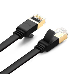 Ugreen plokščias kabelis Ethernet pataisos laidas RJ45 Cat 7 STP LAN 10 Gbps 10 m juodas (NW106 11265)