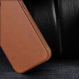 Dux Ducis Naples dėklas iPhone 14 magnetiniam odiniam dėklui MagSafe rudas