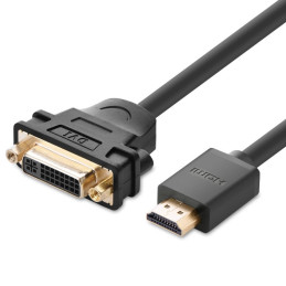 Ugreen kabelio adapterio adapteris DVI 24+5 kontaktas (moteris) - HDMI (vyriškas) 22 cm juodas (20136)