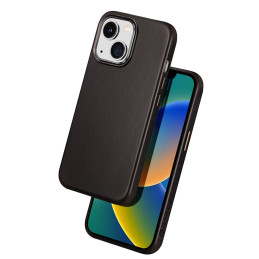„Dux Ducis Naples“ dėklas, skirtas iPhone 14, odinis dangtelis (suderinamas su „MagSafe“) tamsiai rudas