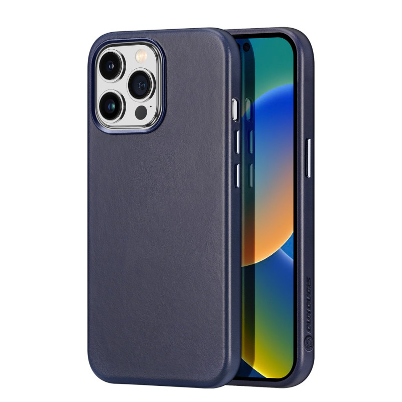 Dux Ducis Naples dėklas iPhone 14 Pro magnetinis odinis dėklas MagSafe mėlynas