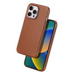 Dux Ducis Naples dėklas iPhone 14 Pro Max magnetinis odinis MagSafe dėklas rudas