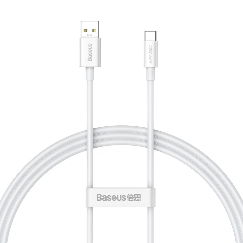 Baseus Superior Series SUPERVOOC USB-A į USB-C laidas 65W 1m baltas