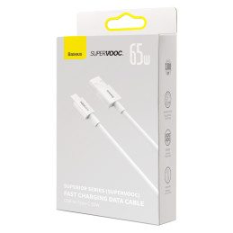 Baseus Superior Series SUPERVOOC USB-A į USB-C laidas 65W 1m baltas