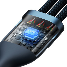 „Baseus Flash“ serija Ⅱ „trys viename“ greito įkrovimo laidas iš USB-A į USB-C / „Micro-USB“ / „Lightning“ 66 W 480 Mb/ ...