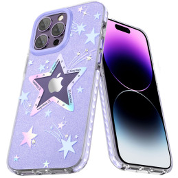 Kingxbar Heart Star Series iPhone 14 Plus dėklas, violetinės spalvos dėklas