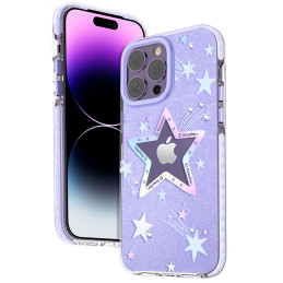 Kingxbar Heart Star Series iPhone 14 Plus dėklas, violetinės spalvos dėklas