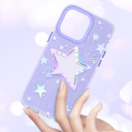 Kingxbar Heart Star Series iPhone 14 Plus dėklas, violetinės spalvos dėklas