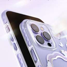 Kingxbar Butterfly serijos magnetinis dėklas iPhone 14 Plus MagSafe dėklas su drugeliais mėlynos spalvos
