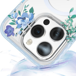 „Kingxbar Flora“ serijos magnetinis „iPhone 14 Plus MagSafe“ dėklas, papuoštas orchidėjų gėlių atspaudais