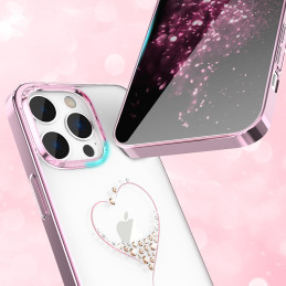 Silikono dėklas su Swarovski kristalais Kingxbar Wish Series iPhone 14 - rožinis