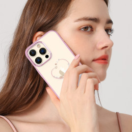 Silikono dėklas su Swarovski kristalais Kingxbar Wish Series iPhone 14 Pro - rožinis