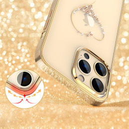 Silikono dėklas su Swarovski kristalais Kingxbar Wish Series iPhone 14 Plus - auksinis