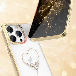 Silikono dėklas su Swarovski kristalais Kingxbar Wish Series iPhone 14 Plus - auksinis