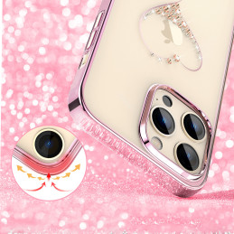 Silikono dėklas su Swarovski kristalais Kingxbar Wish Series skirtas iPhone 14 Pro Max - rožinis