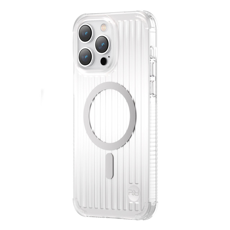 Kingxbar PQY Go Out serijos magnetinis dėklas skirtas iPhone 14 MagSafe sidabrui