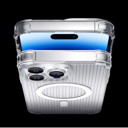 Kingxbar PQY Go Out serijos magnetinis dėklas skirtas iPhone 14 Pro Max MagSafe sidabrui