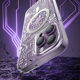 Kingxbar PQY Geek serijos magnetinis dėklas skirtas iPhone 14 MagSafe sidabrui