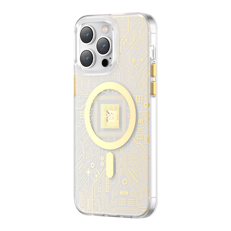 Kingxbar PQY Geek serijos magnetinis dėklas skirtas iPhone 14 Pro MagSafe gold