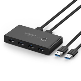 Ugreen jungiklių dėžė HUB jungiklis 4x USB 3.2 Gen 1 USB skirstytuvas dviem kompiuteriams juodas (US216 30768)
