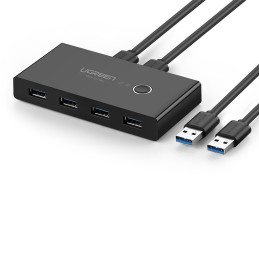 Ugreen jungiklių dėžė HUB jungiklis 4x USB 3.2 Gen 1 USB skirstytuvas dviem kompiuteriams juodas (US216 30768)