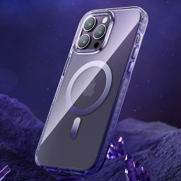 Kingxbar PQY Ice Crystal serijos magnetinis dėklas, skirtas iPhone 14 MagSafe violetinei