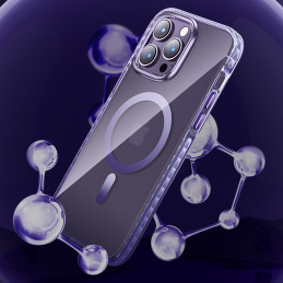 Kingxbar PQY Ice Crystal serijos magnetinis dėklas, skirtas iPhone 14 MagSafe violetinei