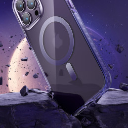 Kingxbar PQY Ice Crystal serijos magnetinis dėklas skirtas iPhone 14 MagSafe sidabrui