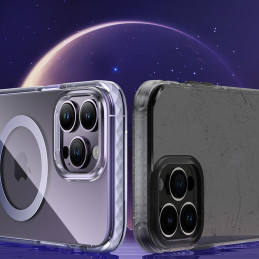 Kingxbar PQY Ice Crystal serijos magnetinis dėklas iPhone 14 Pro MagSafe pilkas
