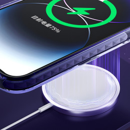 „Kingxbar PQY Ice Crystal“ serijos magnetinis „iPhone 14 Plus MagSafe“ dėklas, rožinė-mėlyna